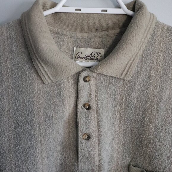 Vntg Arnold Palmer Mens Green XL Long Sleeve 90s Polo Pullover Thermal Top - Picture 4 of 12